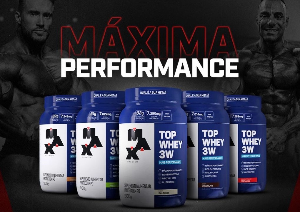 Banner Whey Protein 3W para Máxima Performance da Max Titanium