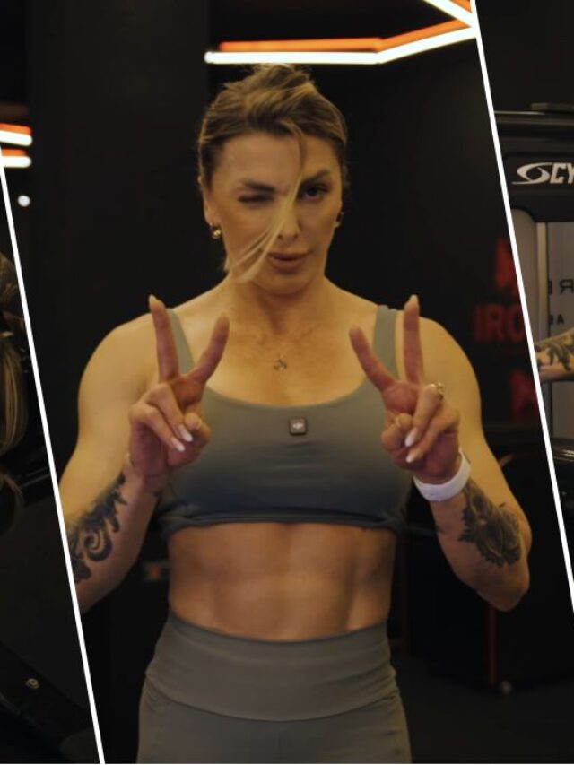angela borges durante treino de abdômen